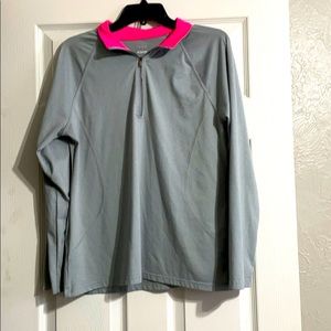 Long sleeve athletic 3/4 zip pullover.